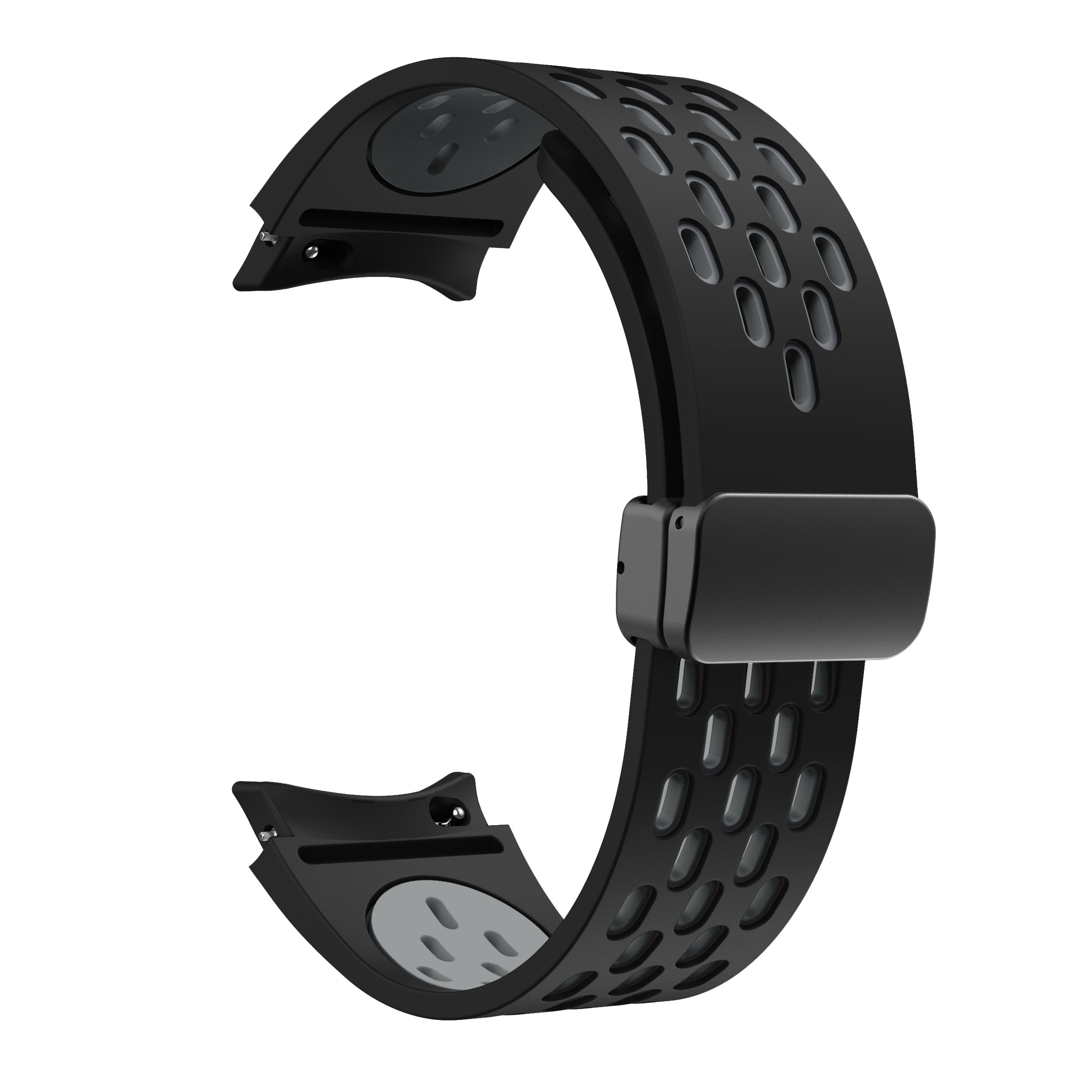 For Samsung Galaxy Watch6 40mm / Watch6 44mm / Watch6 Classic 43mm Silicone Watchband Black Buckle Strap - White+Black For Samsung Galaxy Watch6 40mm / Watch6 44mm / Watch6 Classic 43mm Silicone Watchband Black Buckle Strap - White+Black